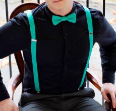 Turquoise Bow Ties and Suspenders